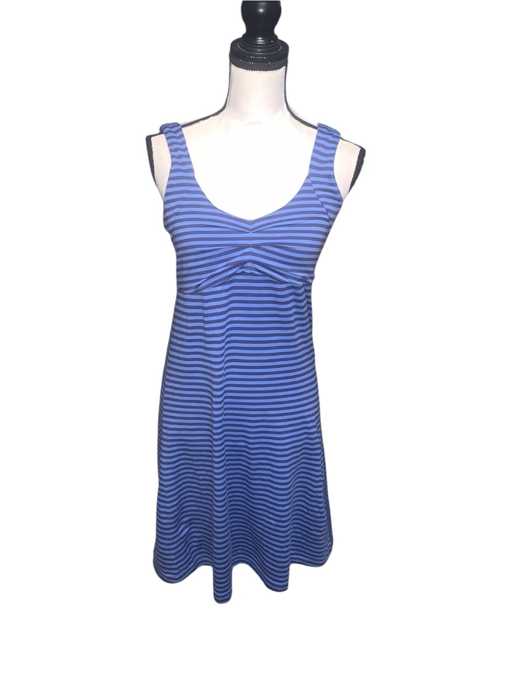 Alpine Design Small Casual Sleeveless Striped Tank Dress Deep Cobalt